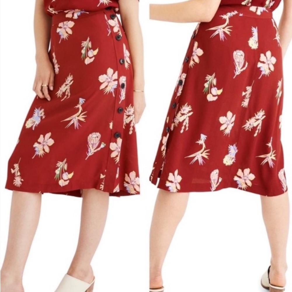 Madewell Bird of Paradise Button Midi Skirt
